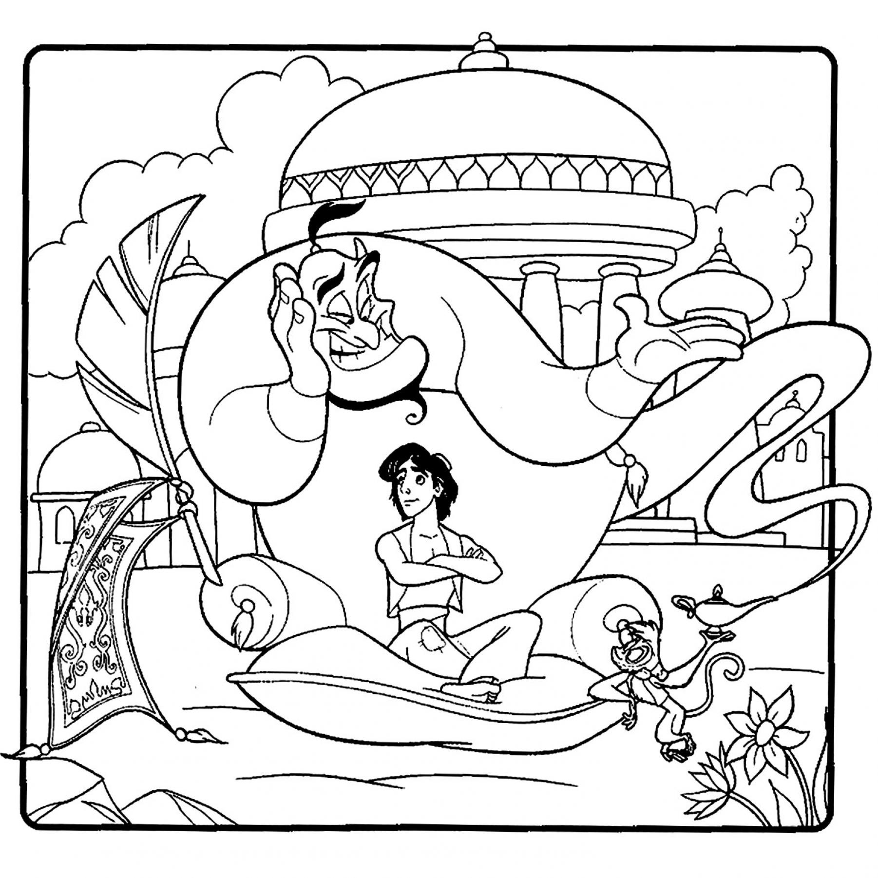 Genie Protect Aladdin Coloring Pages - SheetalColor.com