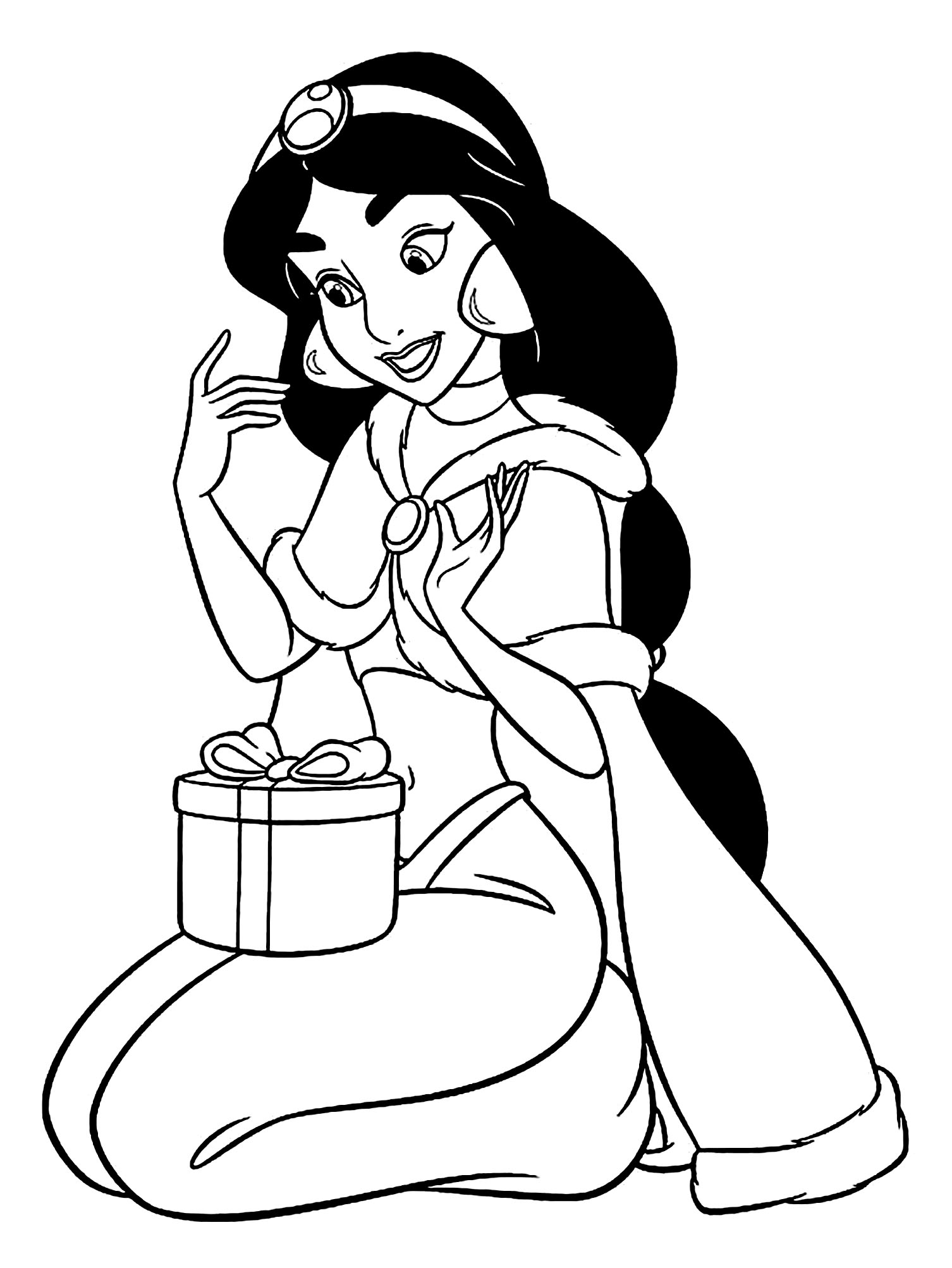 Princess Jasmine painting page for kids - SheetalColor.com