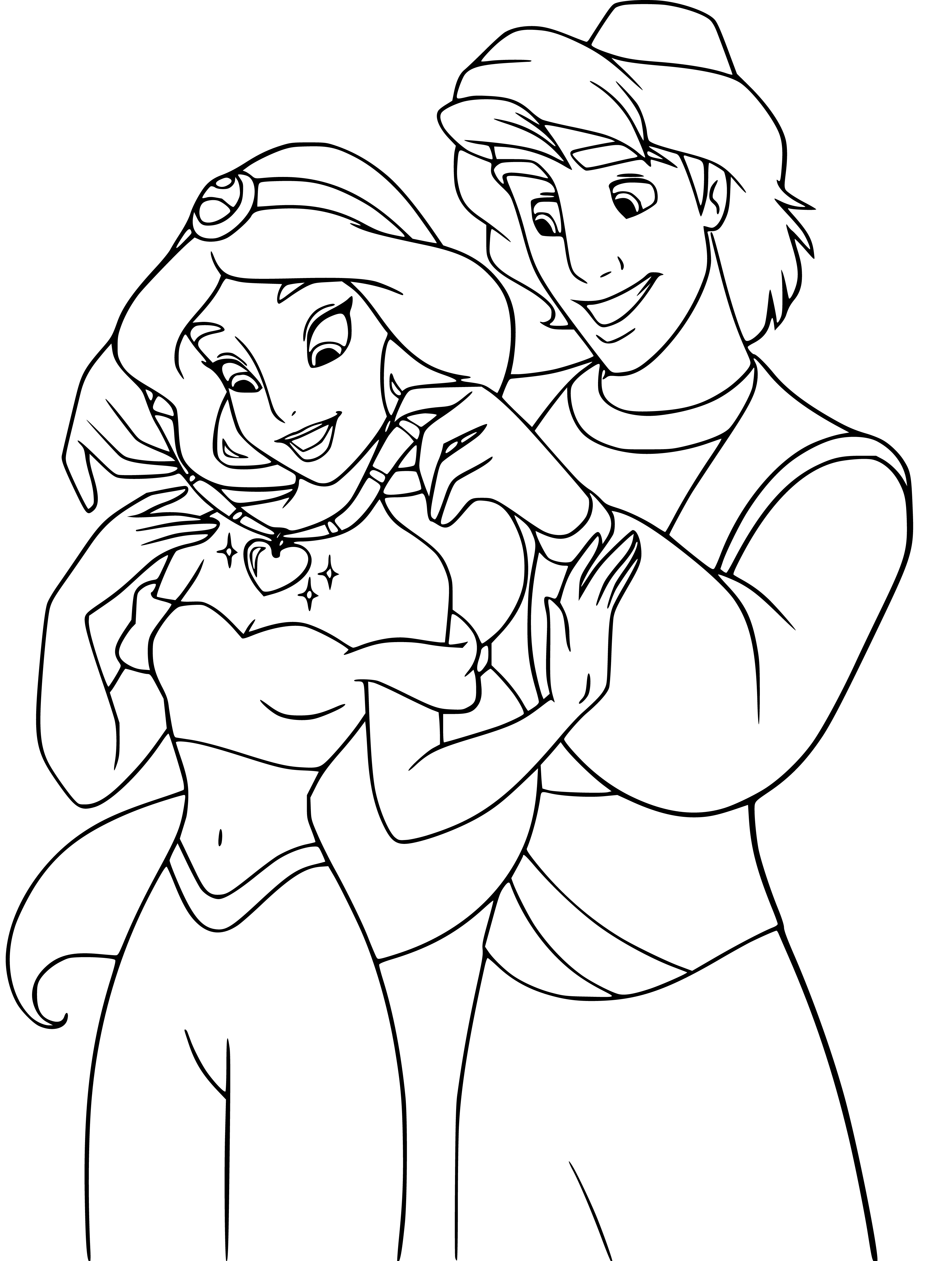 Aladdin and Princess Jasmine Coloring Pages for Kids - SheetalColor.com
