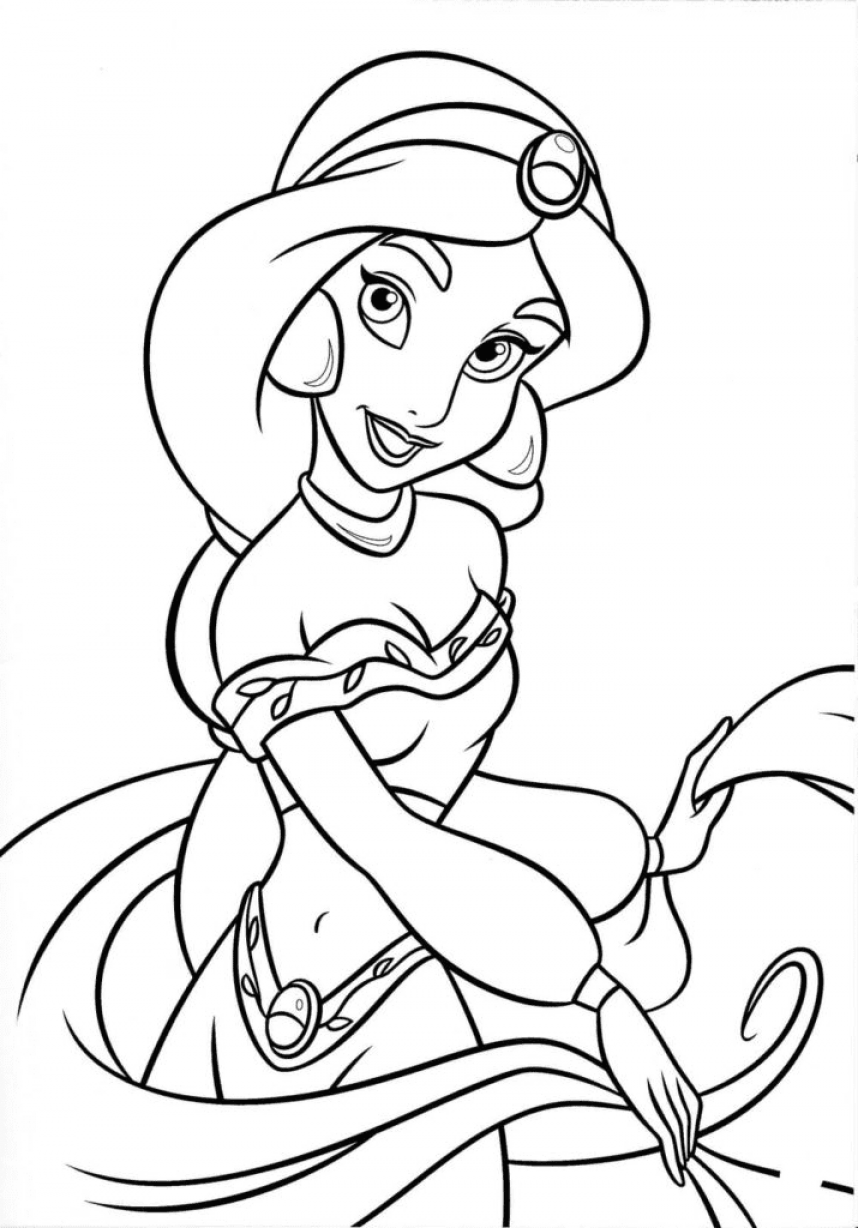 Jasmine from Aladdin Coloring Pages - SheetalColor.com