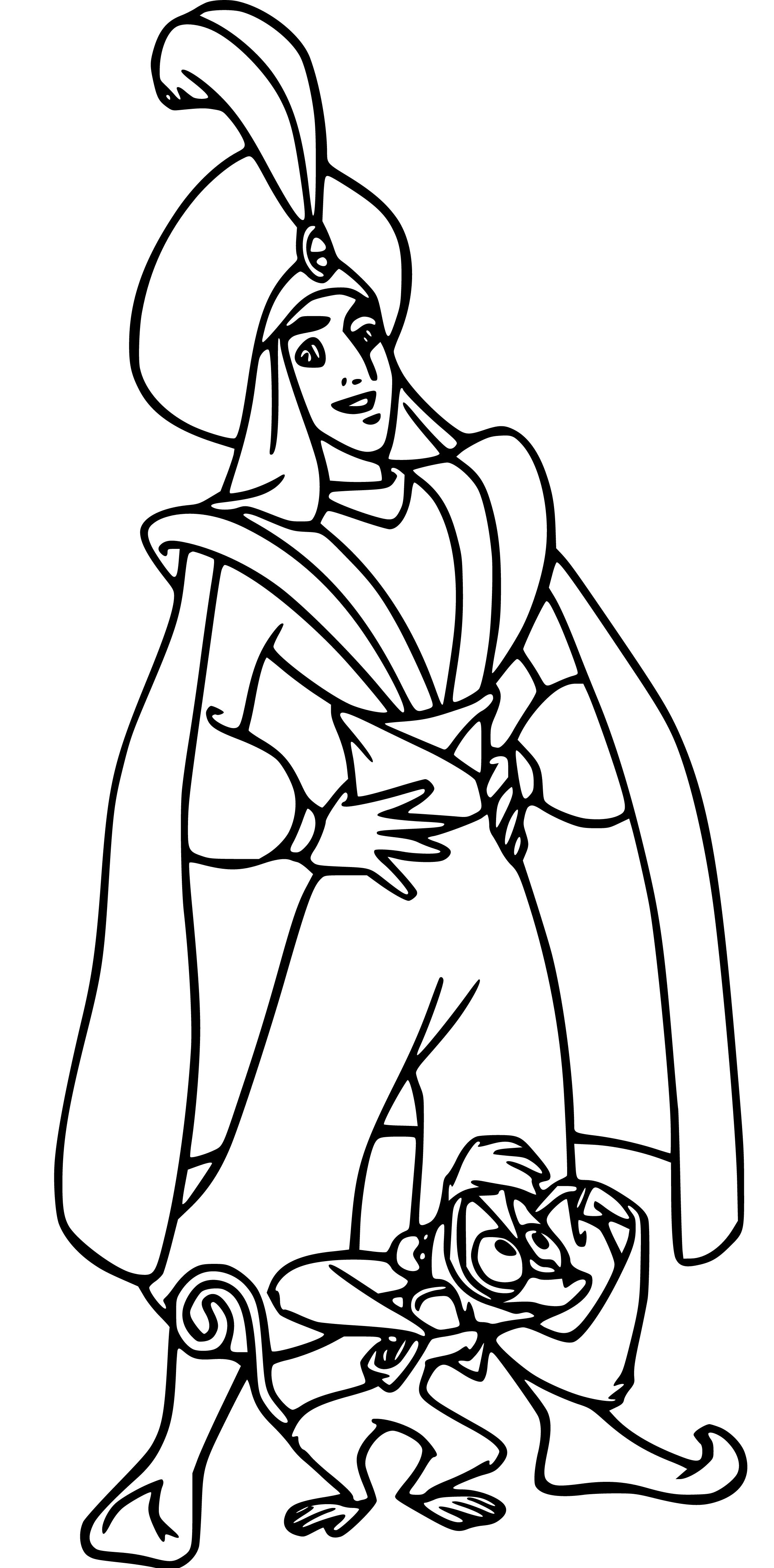 Simple Aladdin Coloring Page easy for kids - SheetalColor.com