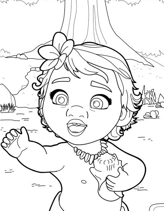 Baby Moana Coloring Page 3 - SheetalColor.com