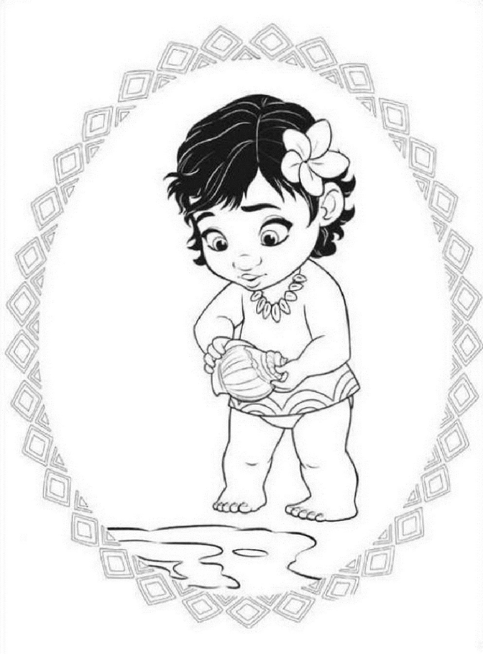 Baby Moana Coloring Page 4 - SheetalColor.com