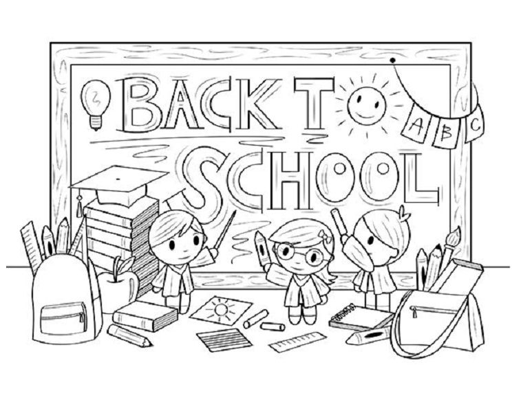 Back to School blackboard Coloring sheet for children - SheetalColor.com