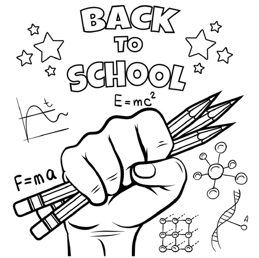 Hand holding pencils. Backing to School Coloring Page for kids. - SheetalColor.com