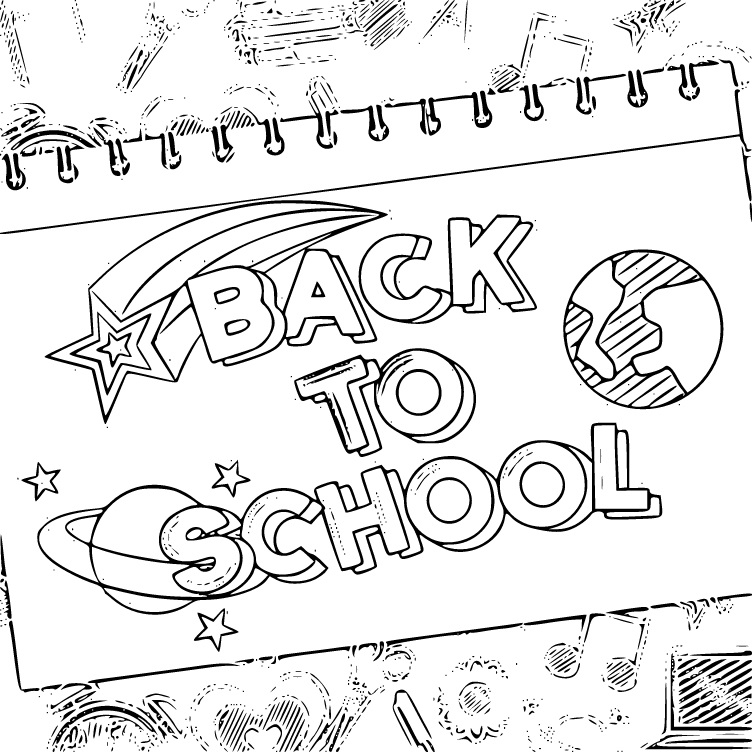 Back to School Text on Notebook Coloring Page - SheetalColor.com