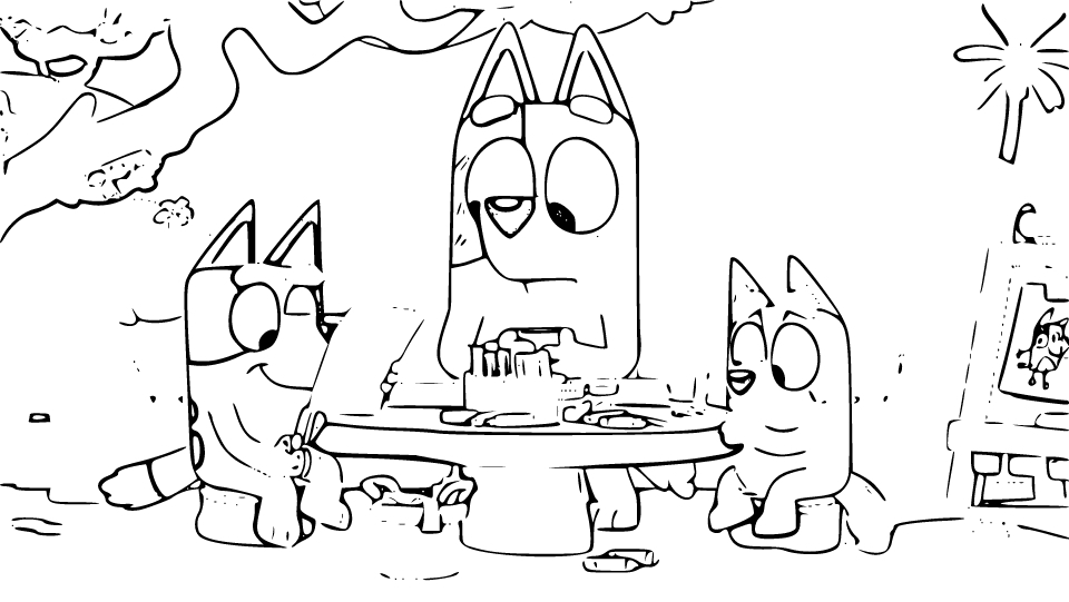 Bluey and Bandit Coloring Page for kids to print - SheetalColor.com
