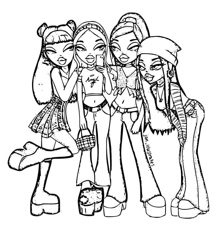 Bratz Girls Coloring Page for kids - SheetalColor.com