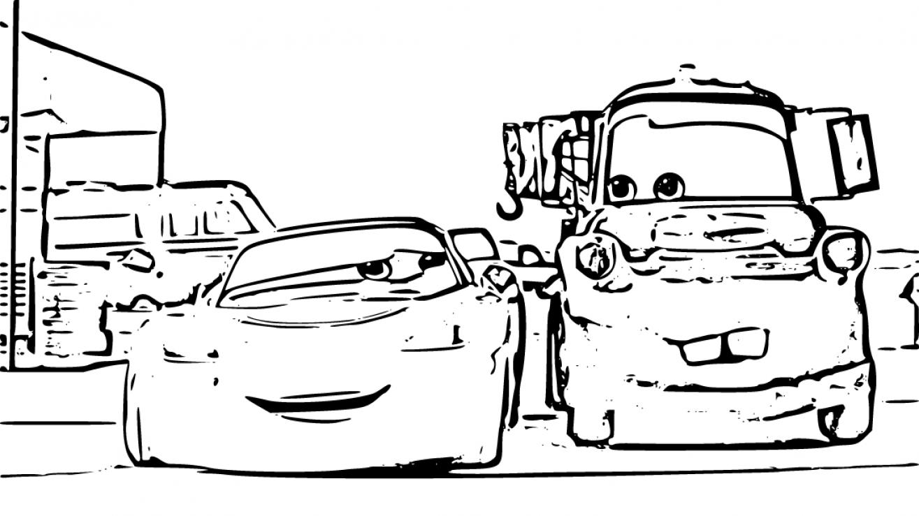 Cars on the Road Mater and Lightning McQueen Coloring Page for Kids 2023 - SheetalColor.com