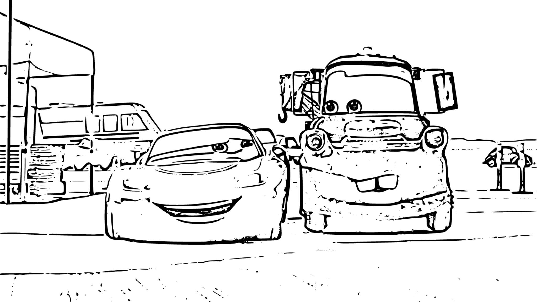 Cars on the Road: Mater and McQueen Coloring Pages for Kids Printable - SheetalColor.com