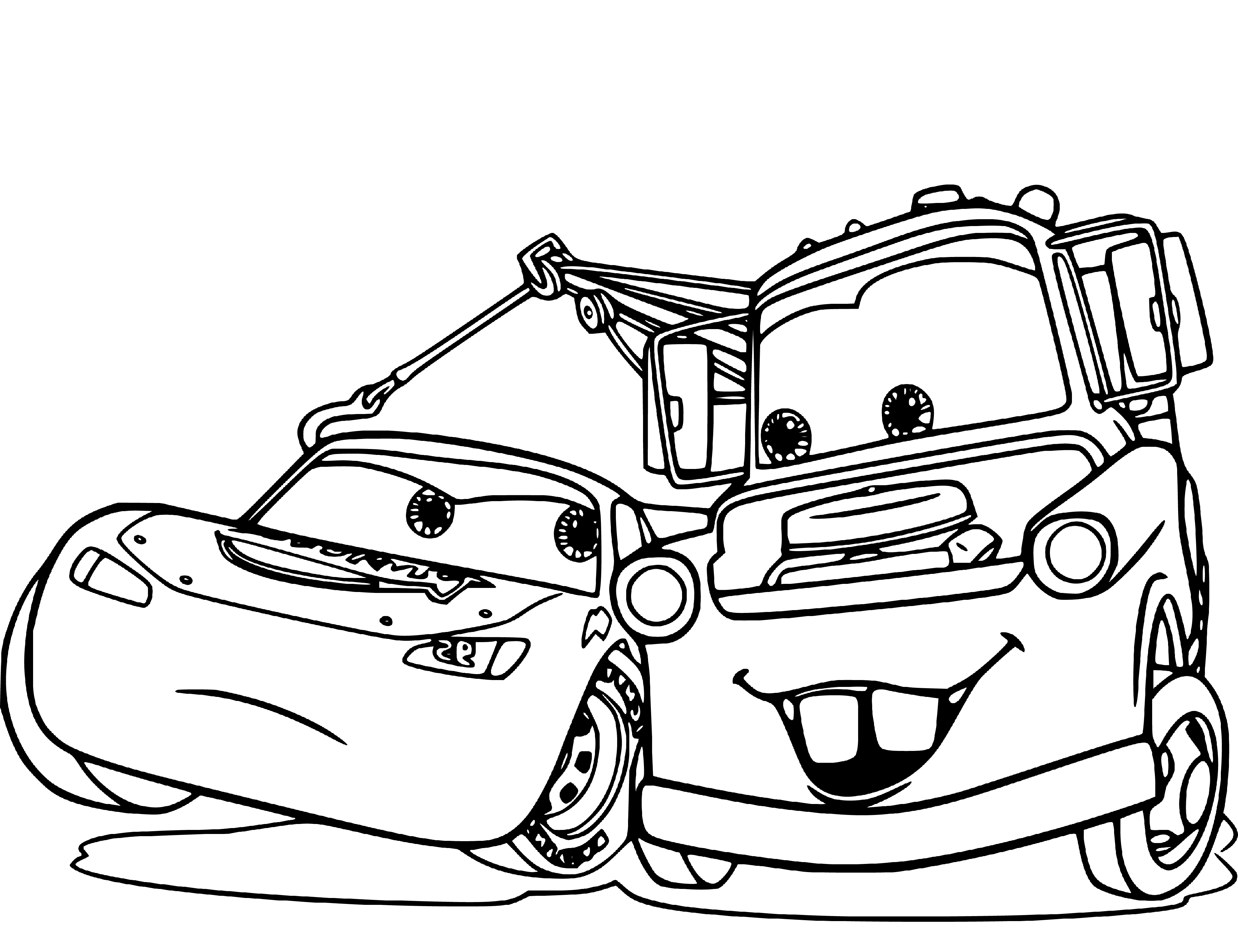 Cars on the Road Coloring Page (Lightning McQueen and Mater) - SheetalColor.com