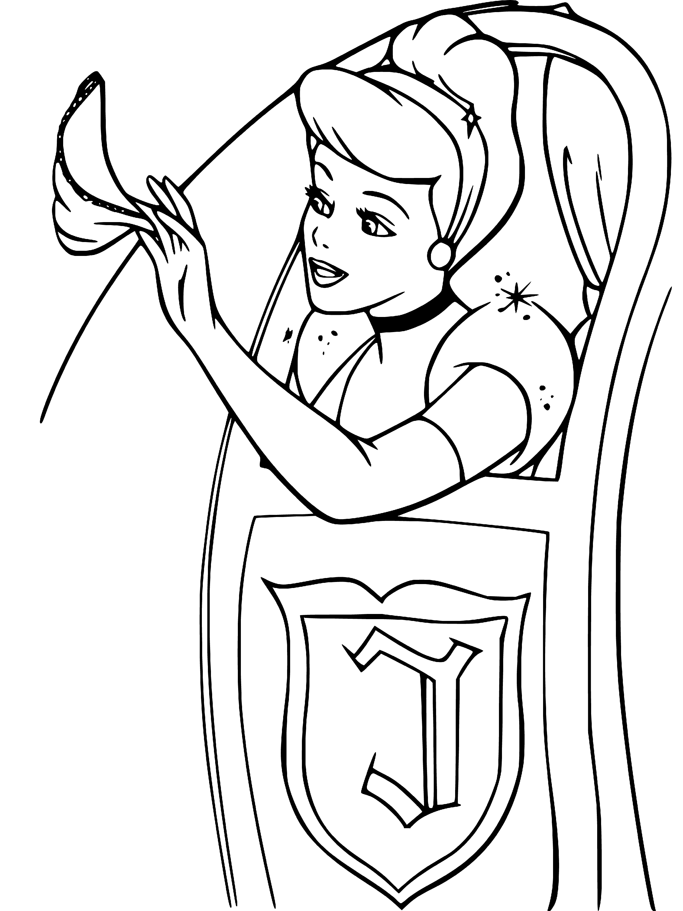 Cinderella Sketching to Color - SheetalColor.com