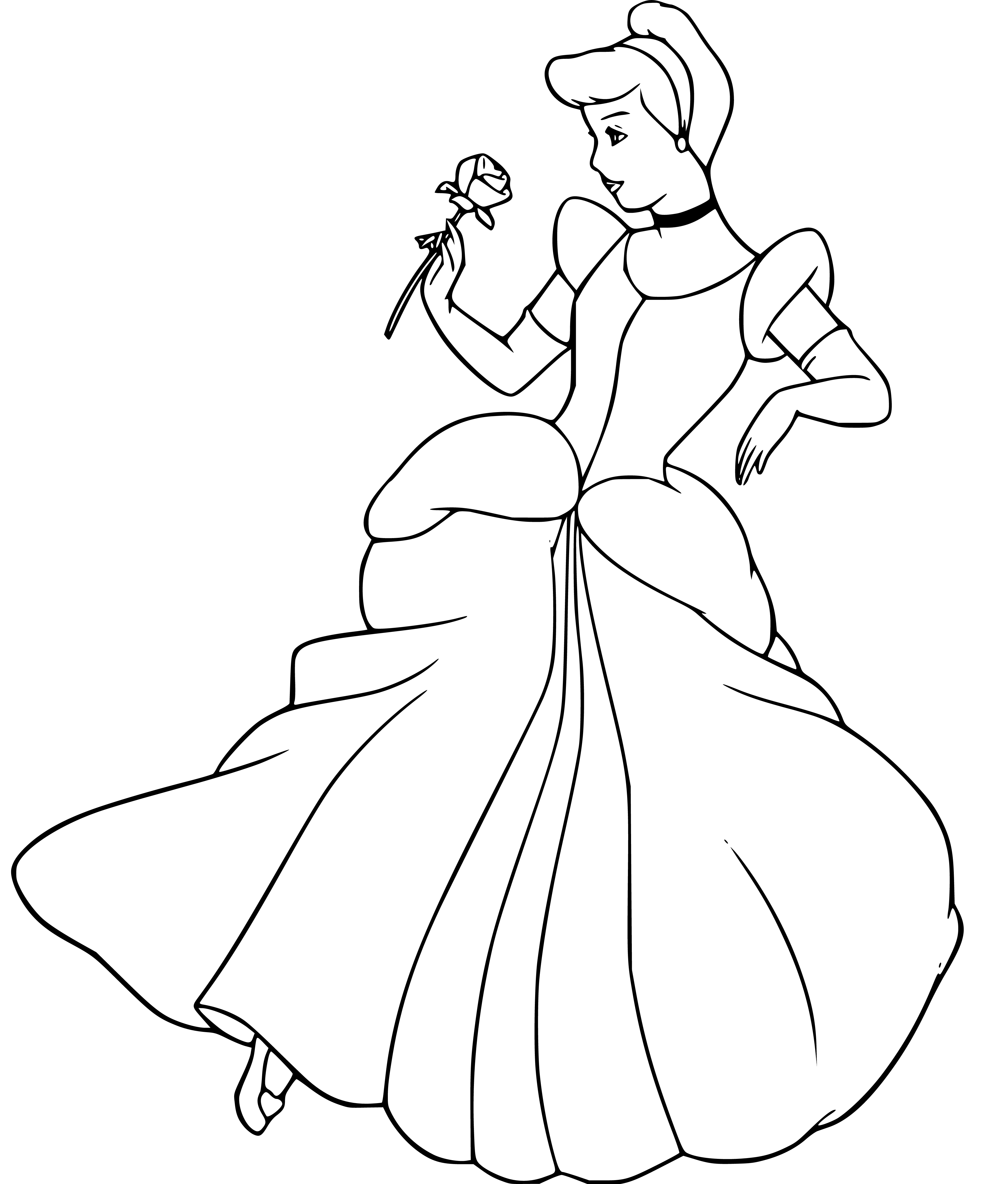 Cinderella and Flower Coloring Page - SheetalColor.com