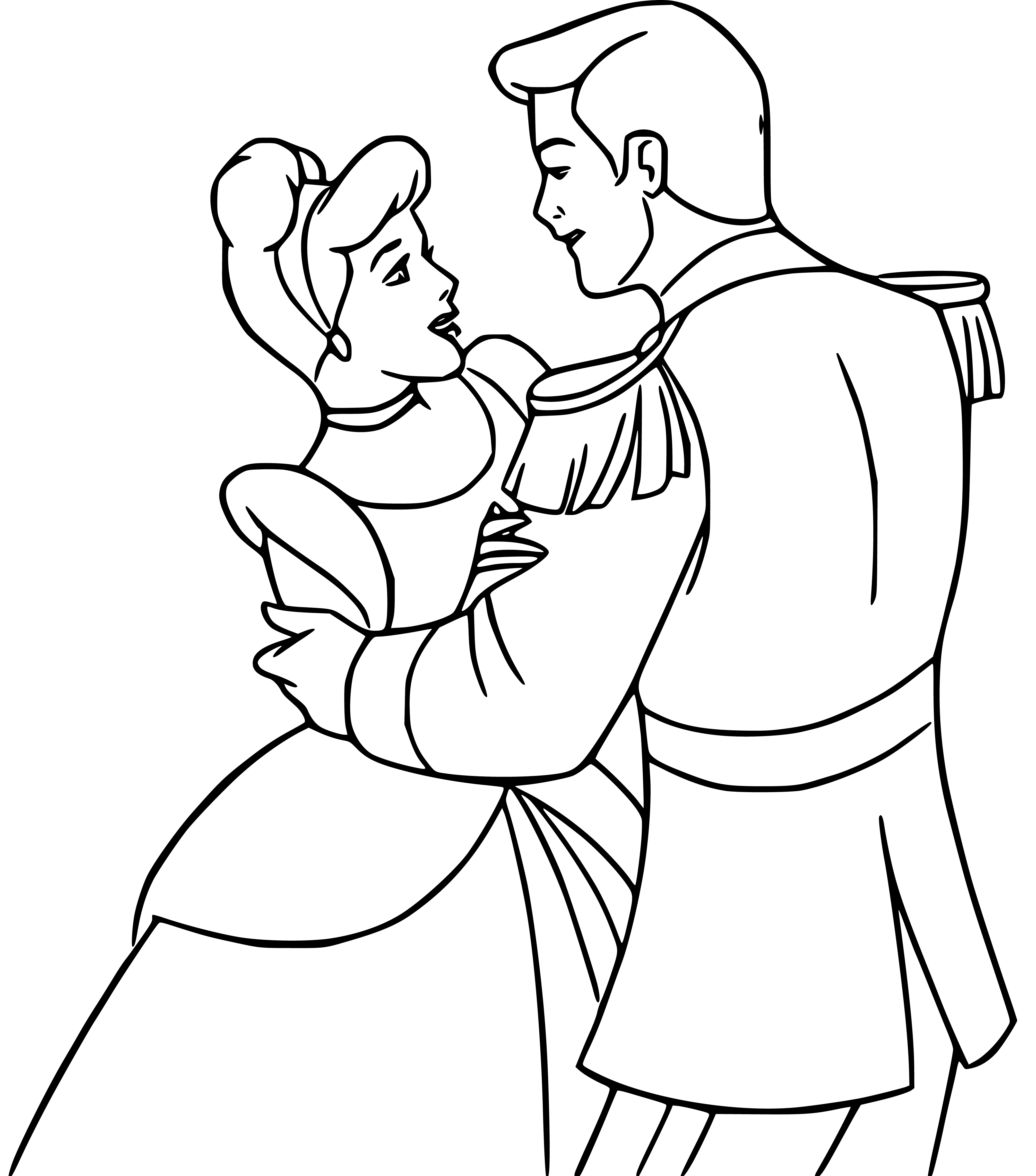 Princess Cinderella and Prince Charming Coloring Pages for Kids - SheetalColor.com