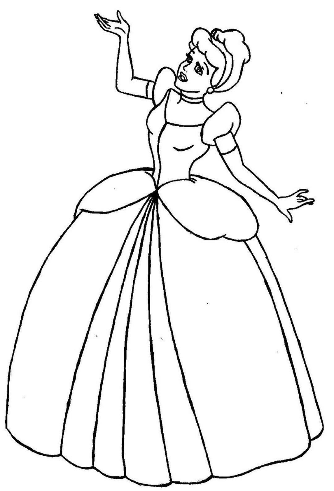 Printable Cinderella Coloring Sheets Easy for Kids - Blank Outline ...