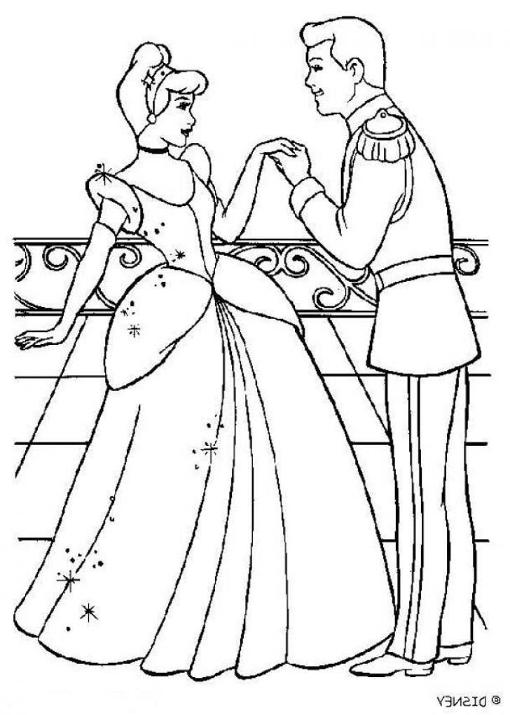 Cinderella with the prince coloring pages - SheetalColor.com