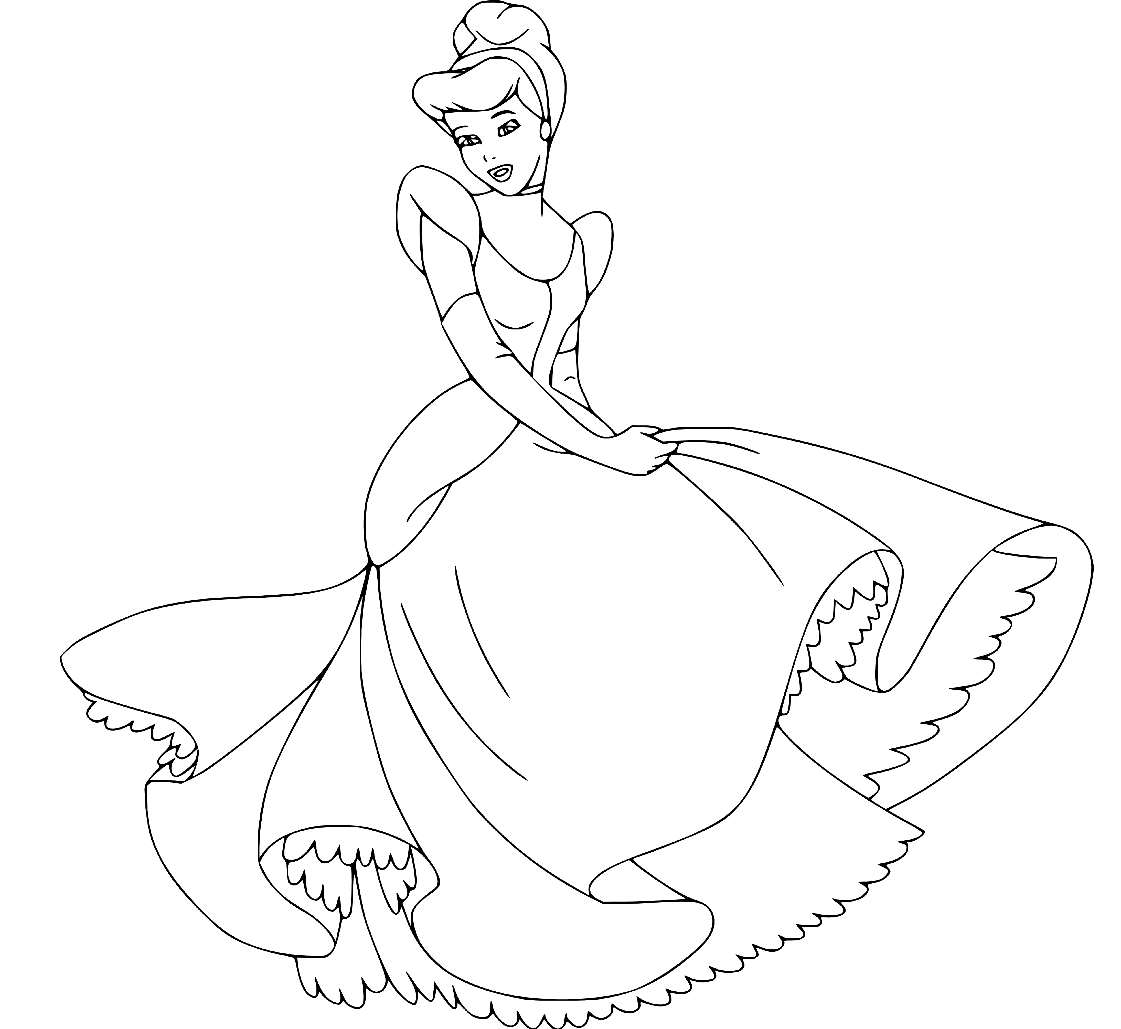 Printable Cinderella Coloring Sheets Easy for Kids - Blank Outline ...