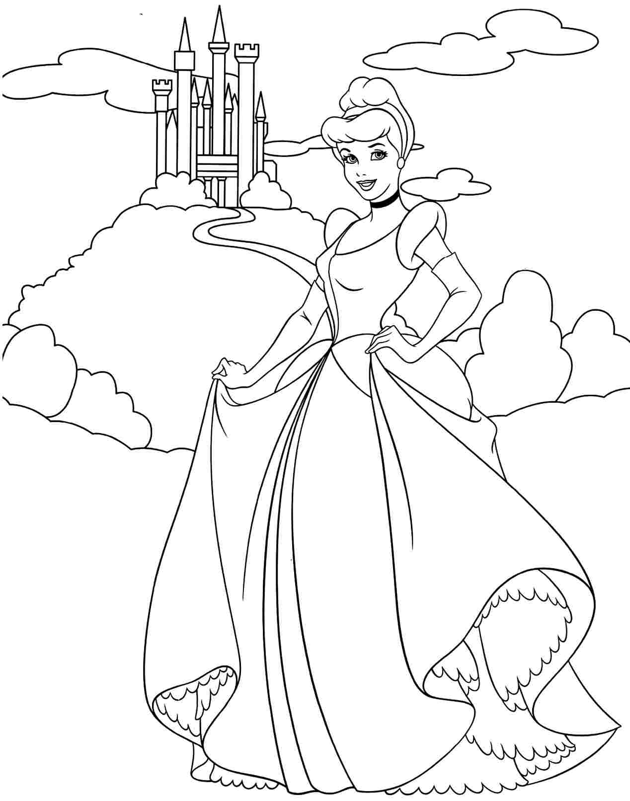 Free Disney Princess Coloring Pages Cinderella - SheetalColor.com