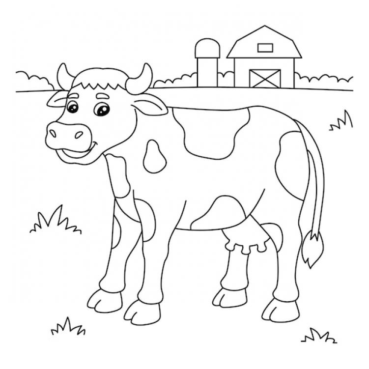 Printable Cow Coloring Sheets Easy for Kids - Blank Outline Pictures to ...