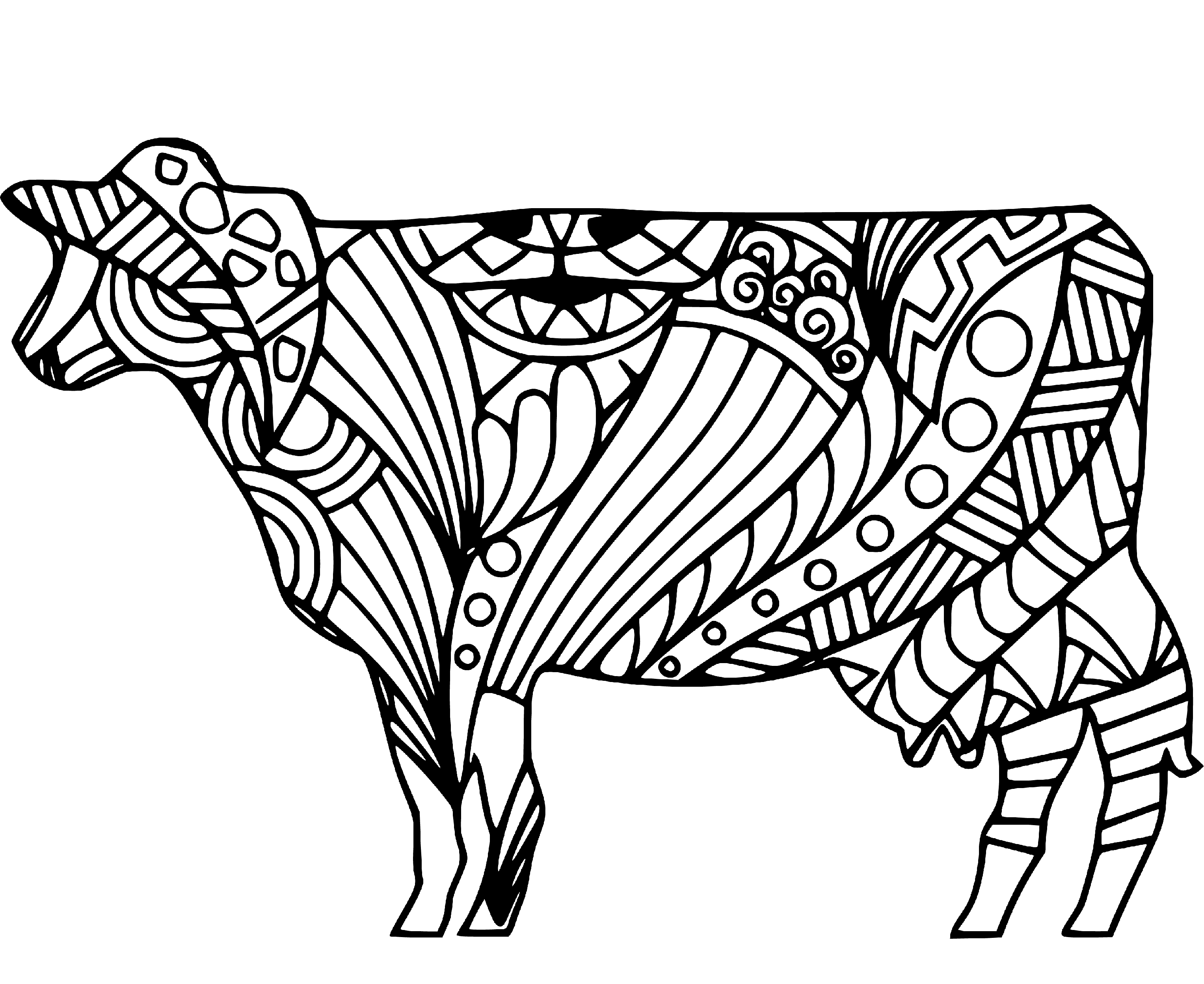 Cow Mandala Coloring Page for Adults - SheetalColor.com