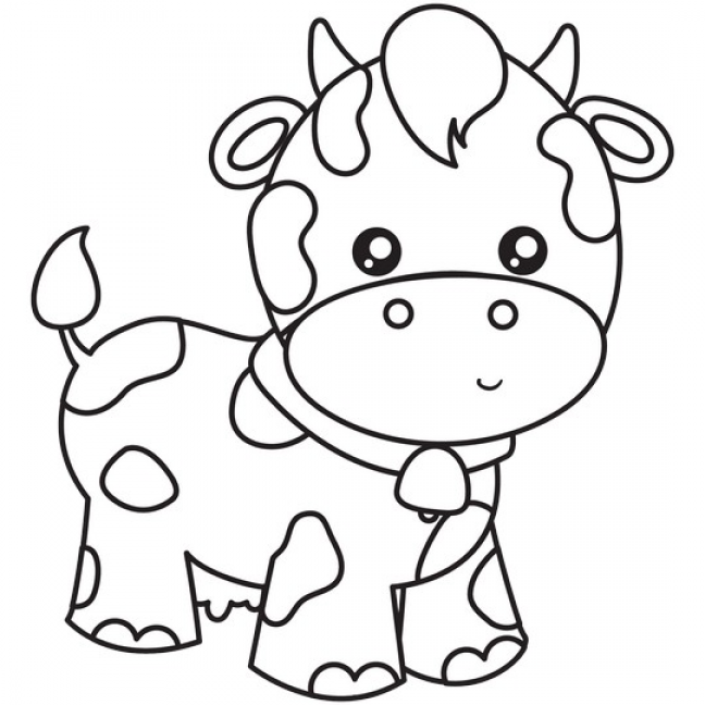 Printable Cow Coloring Sheets Easy for Kids - Blank Outline Pictures to ...