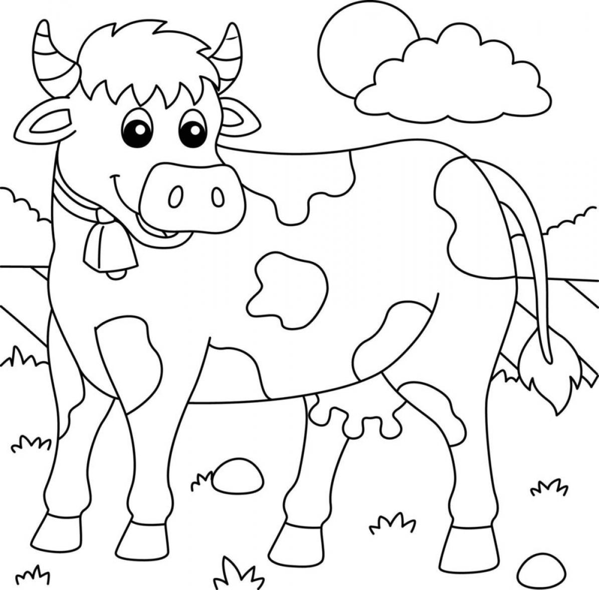 Cow Coloring Page for Kids 5 - SheetalColor.com