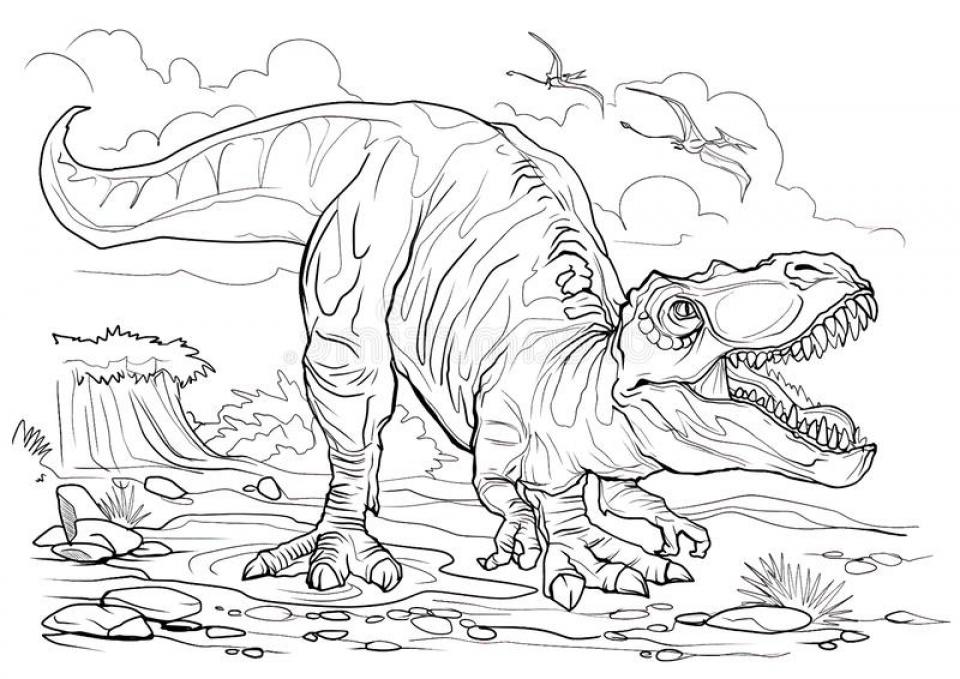 Tyrannosaurus Dinosaur Coloring Page for Children - SheetalColor.com