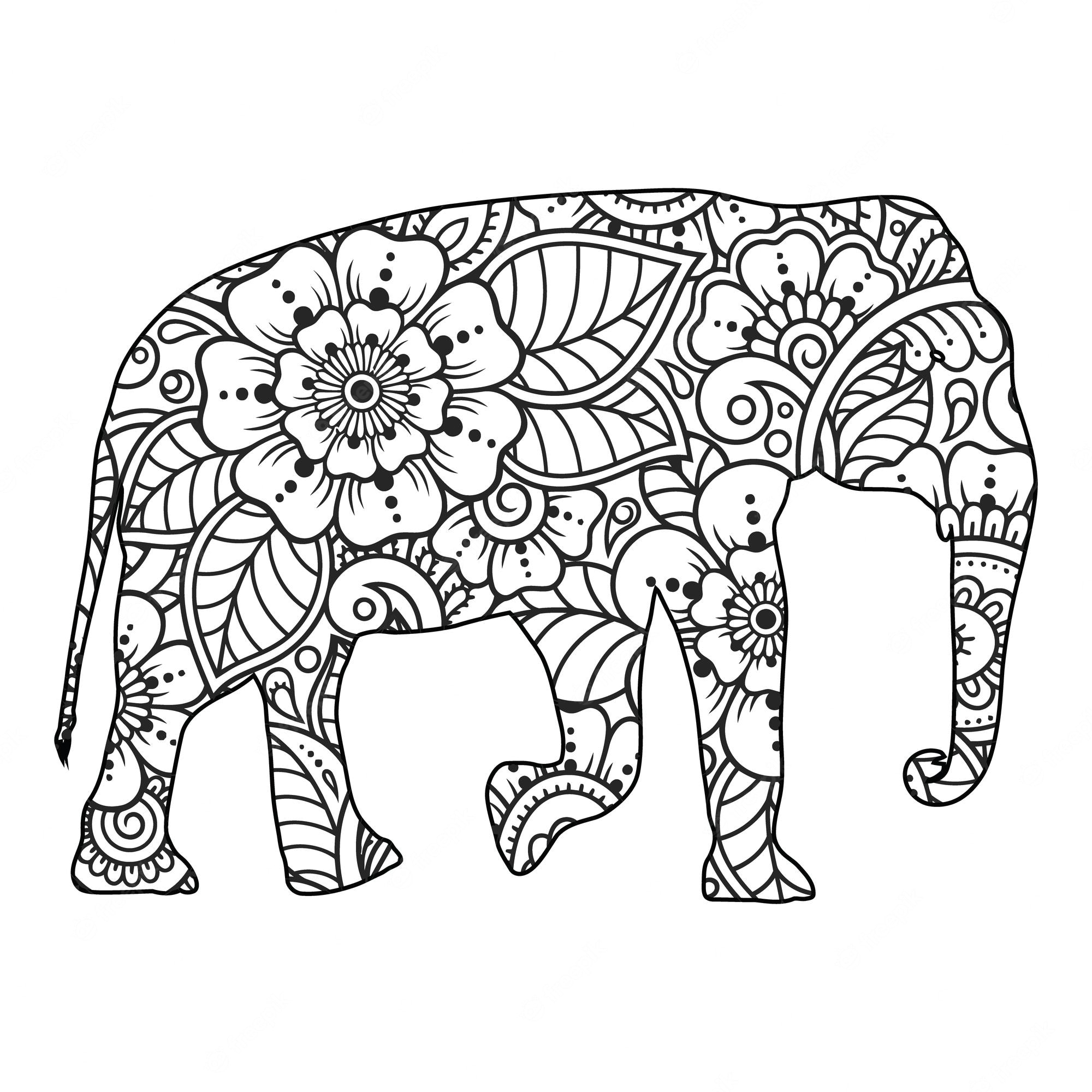 elephant coloring page for kids - SheetalColor.com