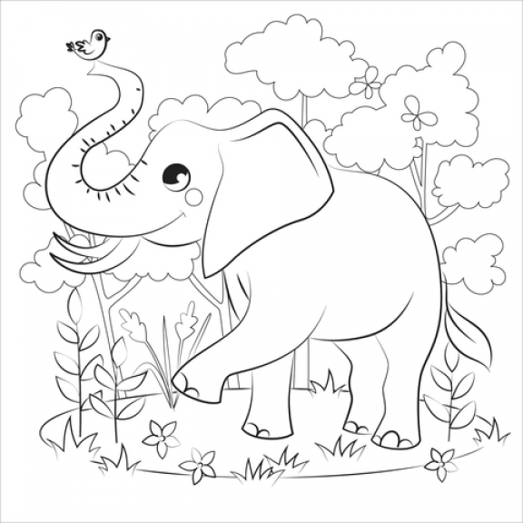 Elephant coloring page Free Printable - SheetalColor.com