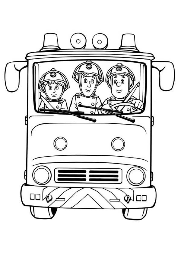 Fireman Sam, : Fireman Sam and Friends on Fire Trucks Coloring ... - SheetalColor.com