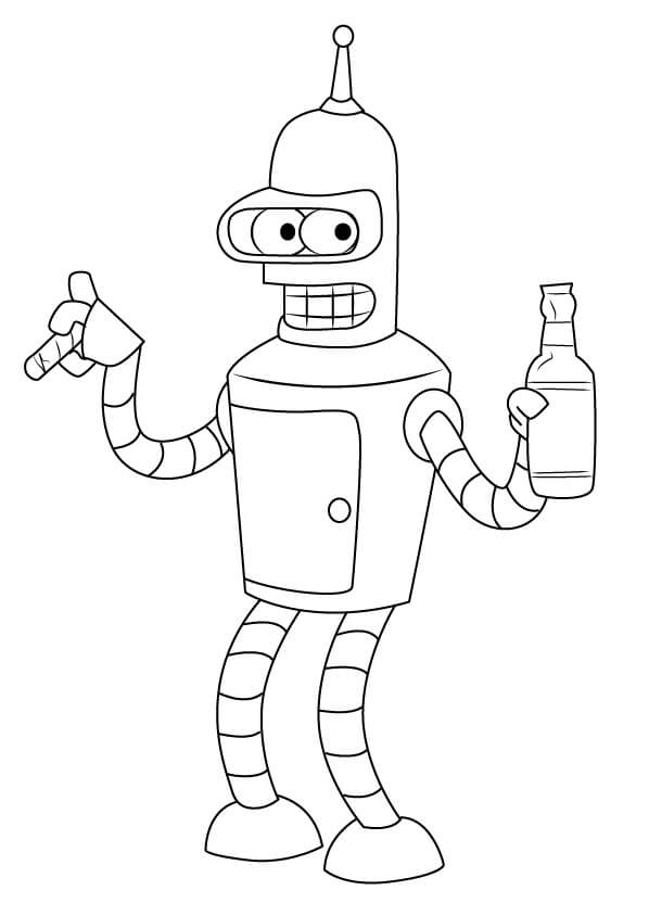 Bender from Futurama Coloring Page - SheetalColor.com
