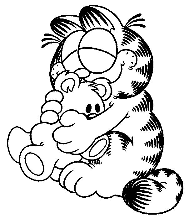 Garfield and Teddy Bear coloring pages - SheetalColor.com
