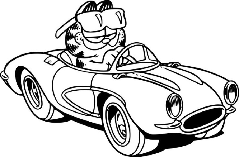 Garfield's Car Coloring Page - SheetalColor.com