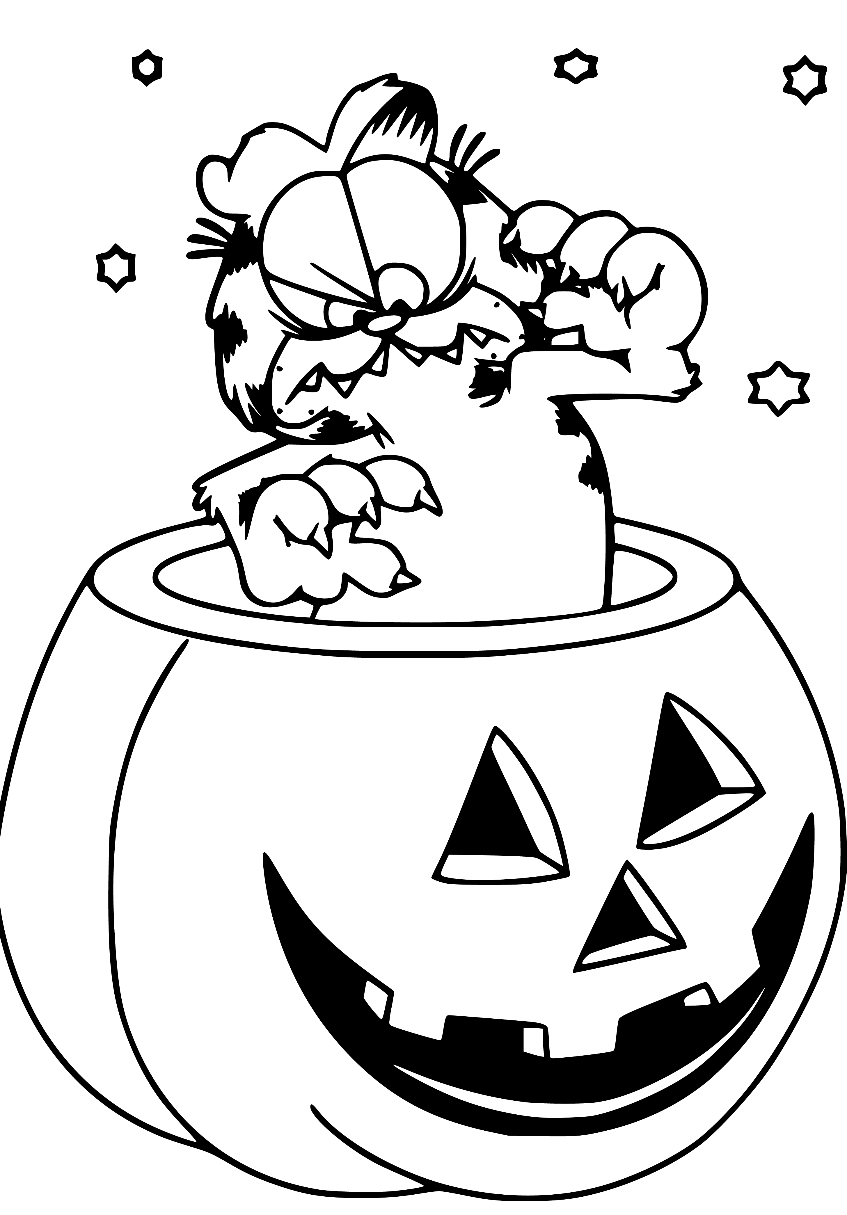 Garfield Halloween Coloring Page for kids - SheetalColor.com