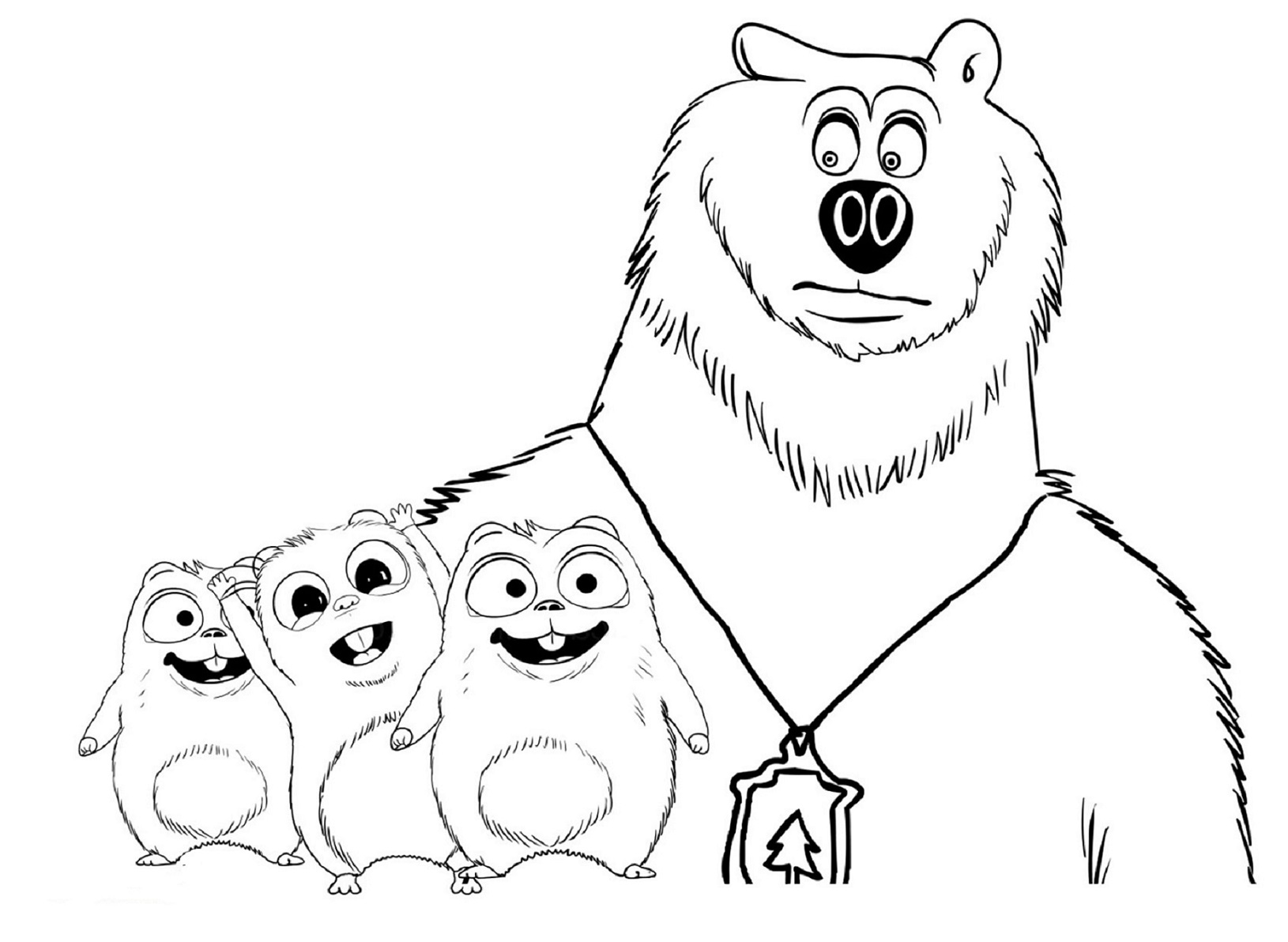 Grizzy Bear and Cute  Lemmings Coloring Page  for kids printable - SheetalColor.com