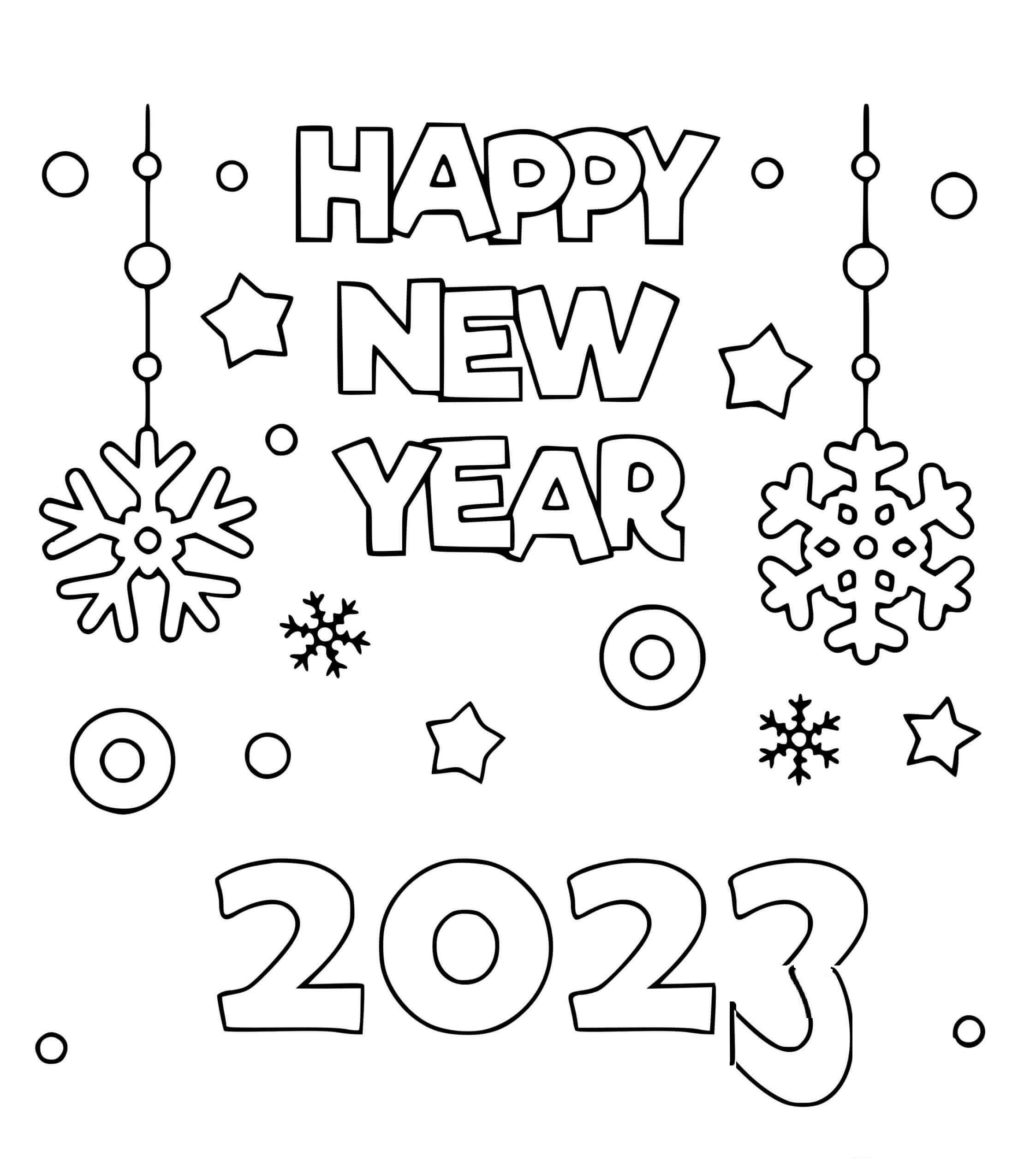 Happy New Year 2023 Coloring Page 6 - SheetalColor.com
