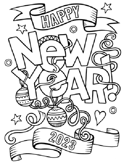 Happy New Year 2023 Coloring Page 5 - SheetalColor.com