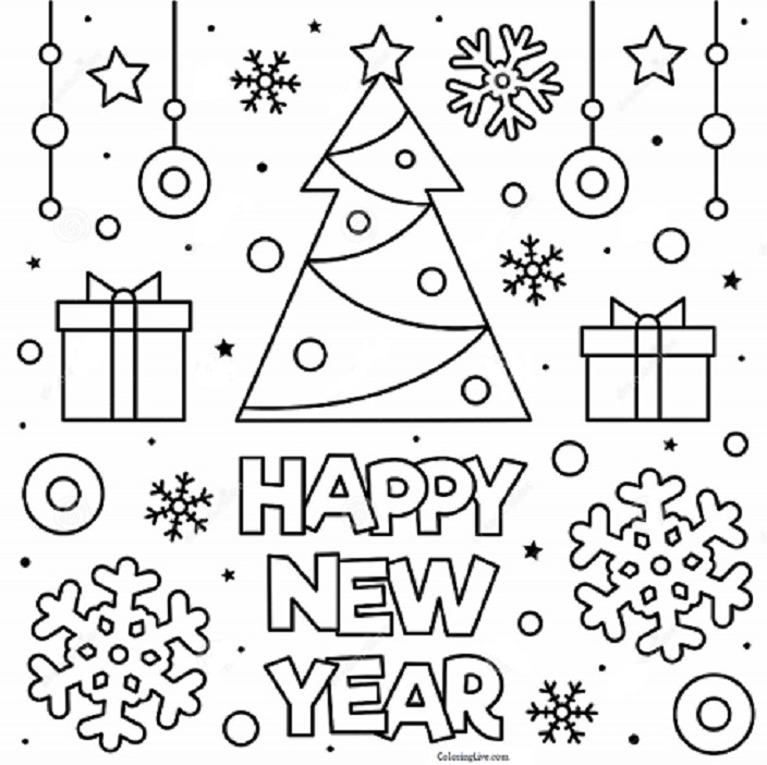 Happy New Year 2023 Coloring Page 2 - SheetalColor.com