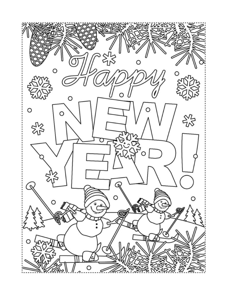 happy new year coloring sheet - SheetalColor.com