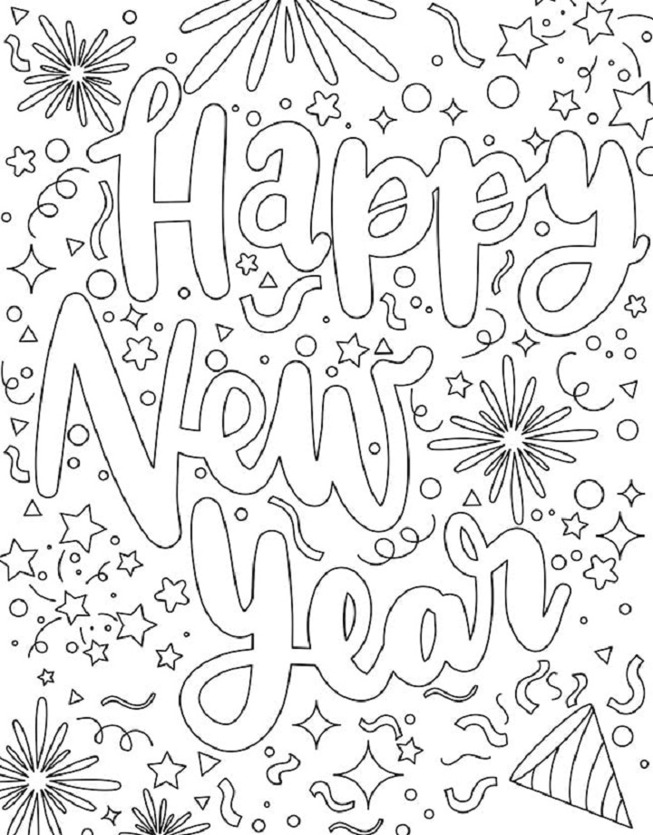 Happy New Year 2023 Coloring Page 3 - SheetalColor.com