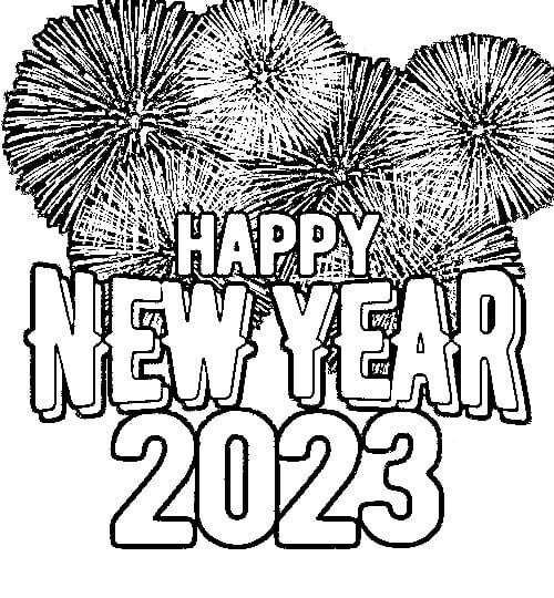 Print Happy New Year 2023 Coloring Page - SheetalColor.com