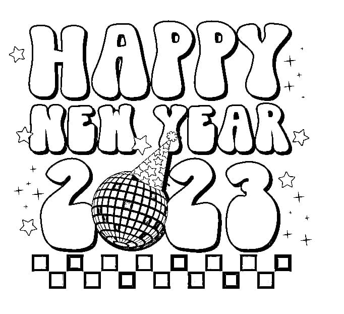 Happy New Year 2023 Party Coloring Page - SheetalColor.com