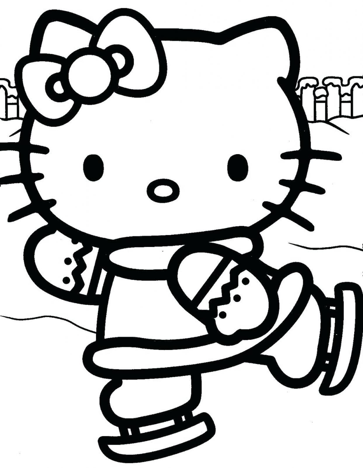 Printable Hello Kitty Coloring Sheets Easy for Kids Blank Outline