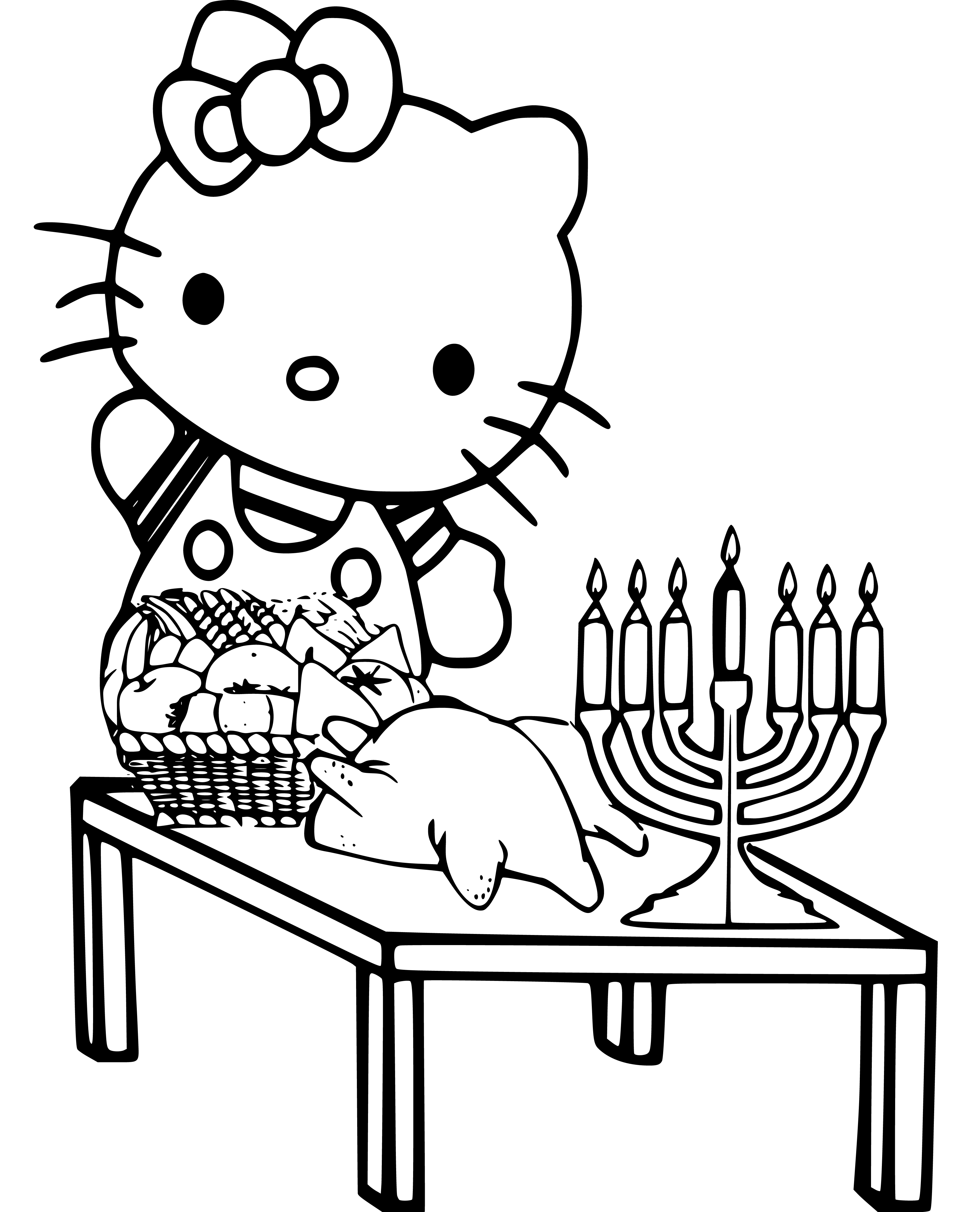 Hello Kitty Thanksgiving Coloring Page for Kids - SheetalColor.com