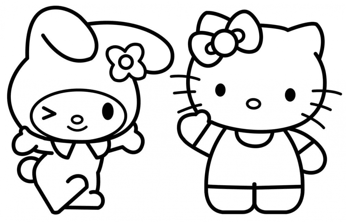 My Melody with Hello Kitty Coloring Pages - - SheetalColor.com