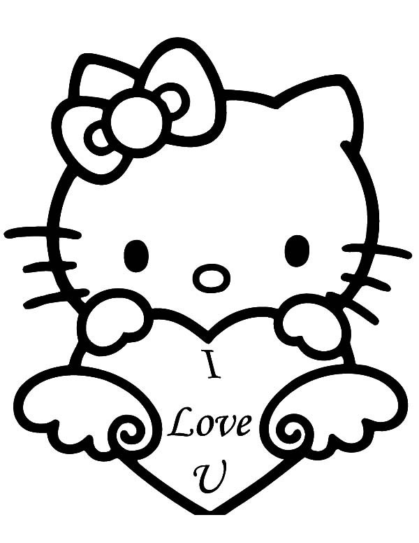 Hello Kitty Coloring Pages I Love You - SheetalColor.com