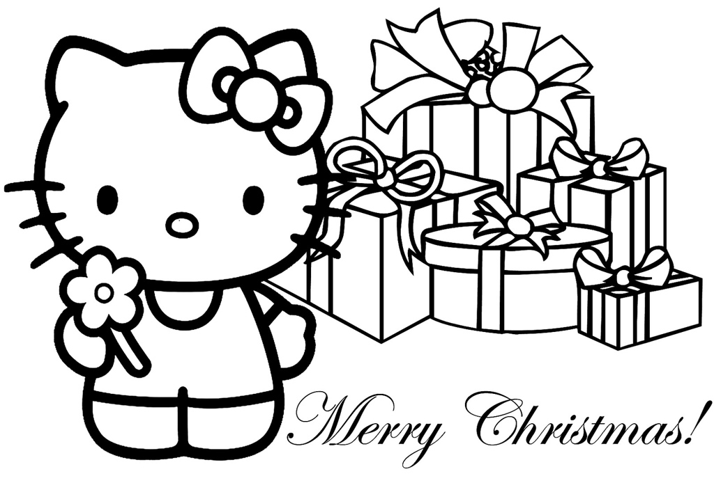 Hello Kitty Merry Christmas Coloring Printables - SheetalColor.com