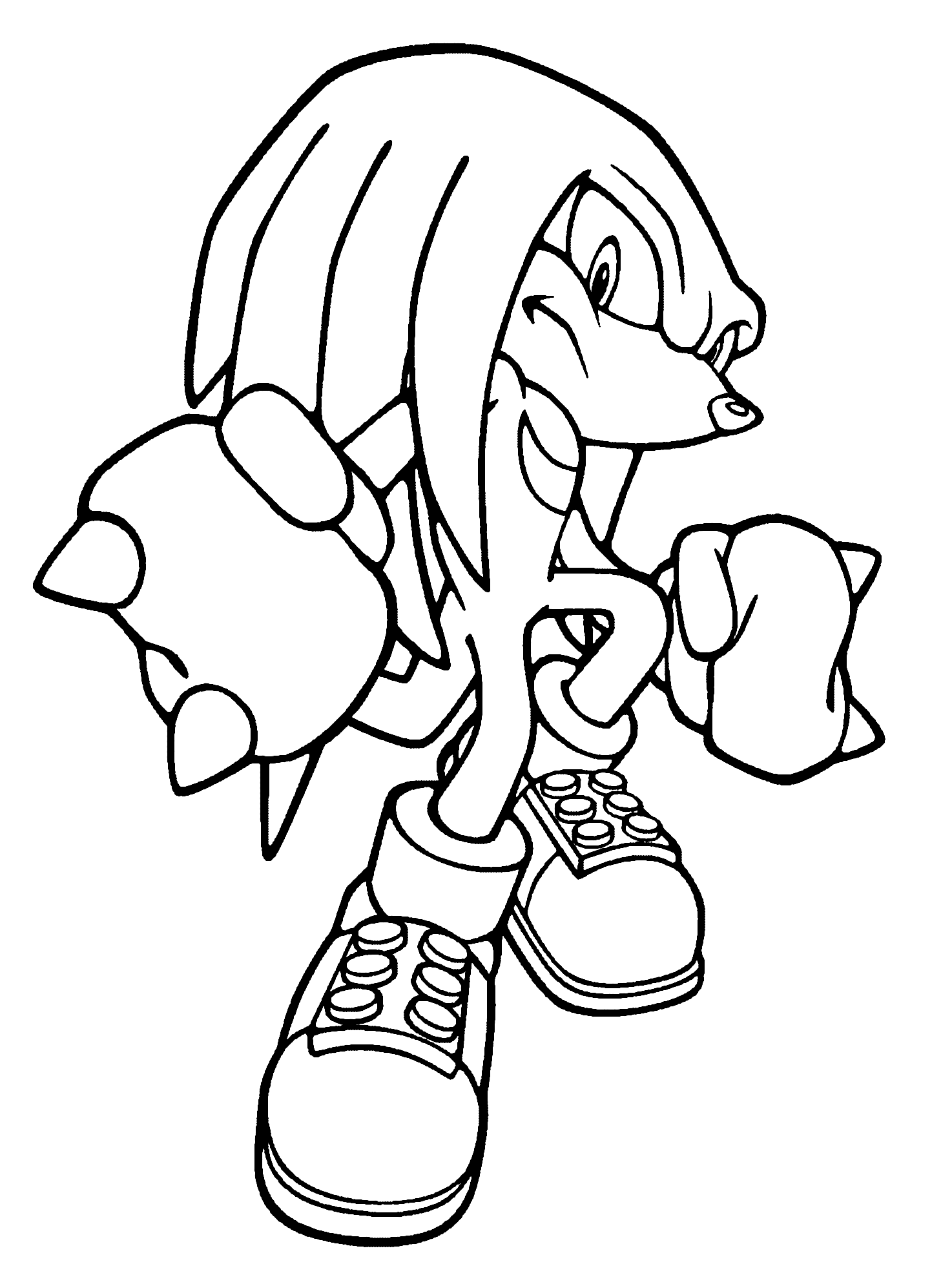 In this coloring page, Knuckles the Echidna is throwing a punch right at you! Color his spiked fist red as he rears back, ready to knock out whoever is trying to steal the Master Emerald. - SheetalColor.com