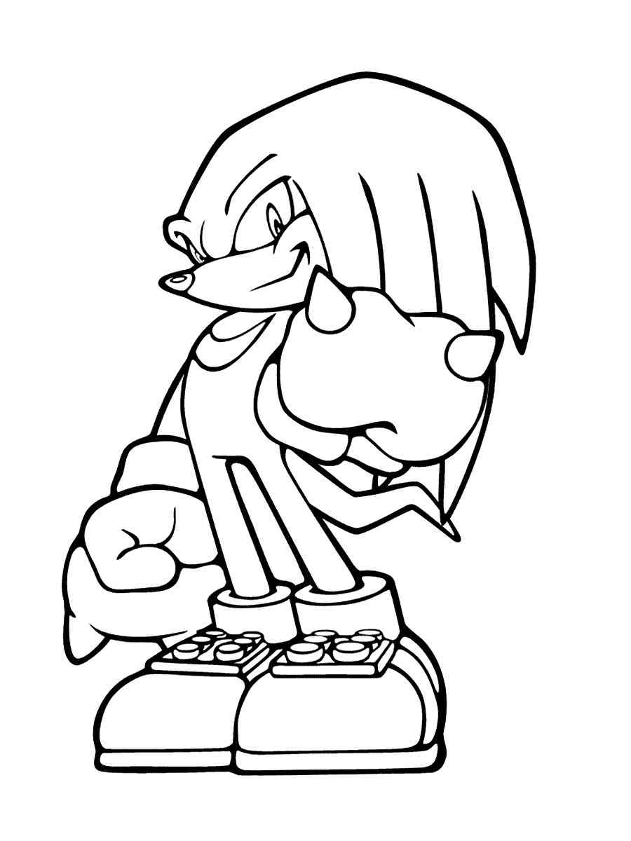 Knuckles the Echidna is throwing a powerful punch right at you in this coloring page! Color his spiked fist and knuckles red as he yells 