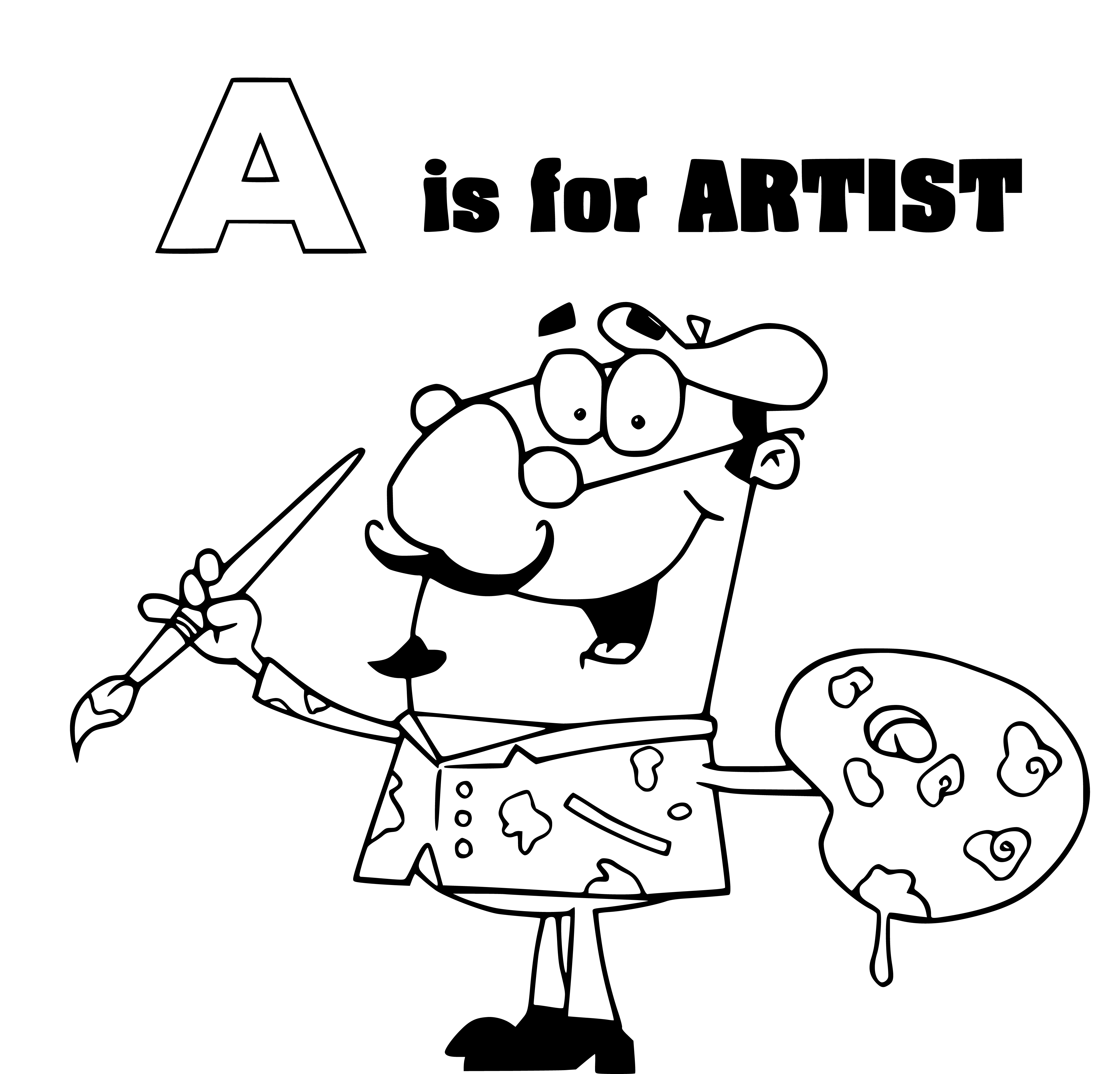Letter A Coloring Page (a is for artist) - SheetalColor.com